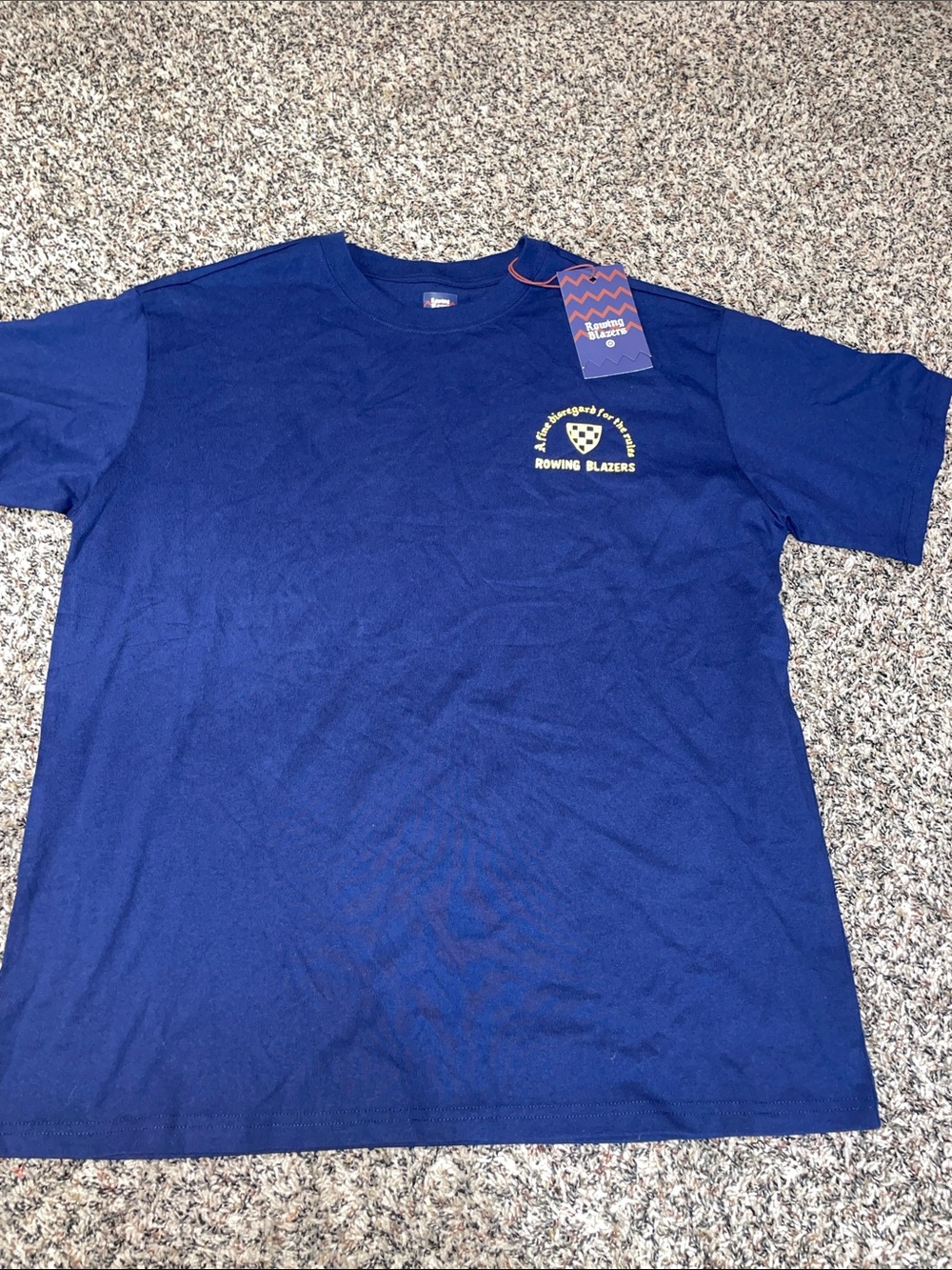 Rowing Blazers Short Sleeve Logo Tee Oversized Large Navy NWT